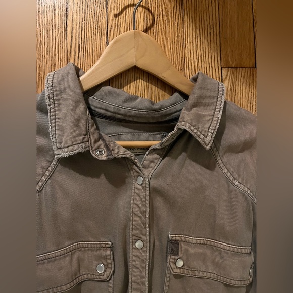 We The Free by Free People Western Button Down Shirt – Taupe, Size Large - Picture 4 of 9